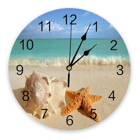 Clock Digital Wall Decore Home Clock Wall Decoration Room Living Design Modern Clock Wall StarPVC Seashell Conch Beach