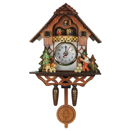 Clock Wall Cuckoo Wood Decorative Swinging Vintage Pendulum Hanging Wooden Bird Retro Clocks Silent Antique Chiming