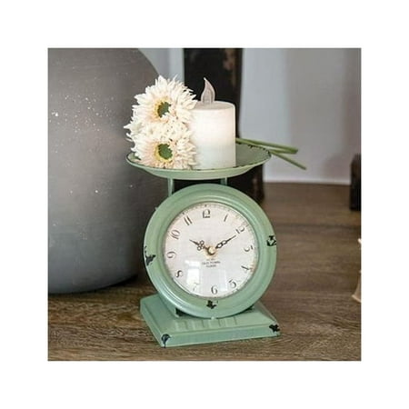 CodYinFI Vintage Scale Clock - Vintage Clock for Farmhouse - -Century Style, Metal Vintage Scale Clock for Kitchen & Living Room Decoration (Green)