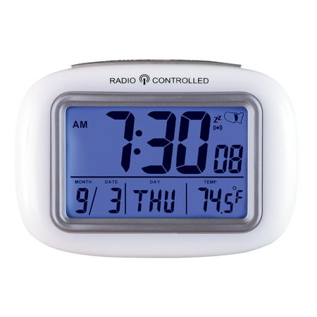 Collections Etc Cordless Atomic Digital Alarm Clock, White