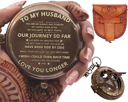 Compass Sundial, Couple's Gift, Gift to My Man, Husband Gift, Future Husband, Boyfriend, Fiancé- Personalized Gift to Him