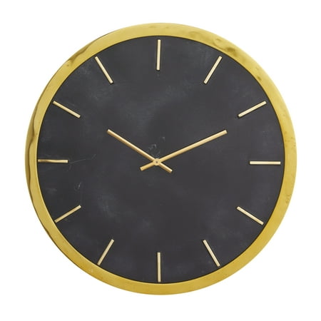 CosmoLiving by Cosmopolitan 19 Black Marble Round Wall Clock with Black Face