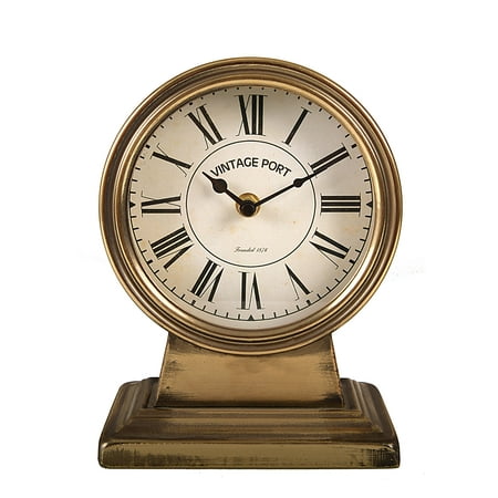 Creative Co-Op Quartz Gold Metal Tabletop Clock