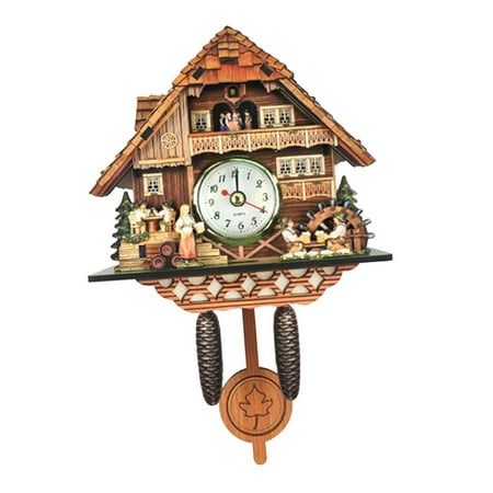 Creative Cuckoo Clock Carved Battery-operated Clock Wooden Handcrafted Clock ,