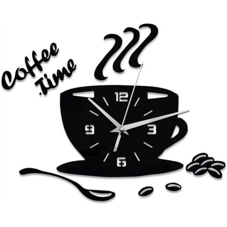 Creative Diy Acrylic Kitchen Wall Clock Modern Design Coffee Cup Shape Clock Wall Art Home Decor Hollow Digital Clock