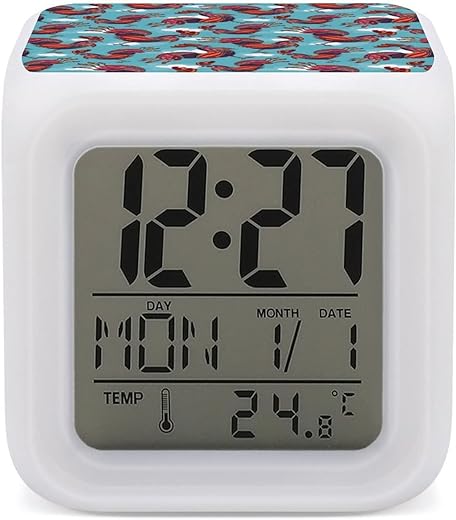 Crowing Rooster Digital Alarm Clock Glowing Night Light Easy Setting Nap Timer Display Time Date Temperature