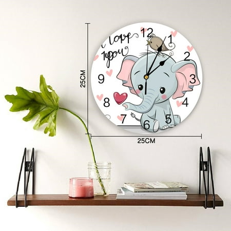 Cute Baby Elephant Wall Clock Modern Design Living Room Decoration Clock Mute Hanging Watch Home Decor