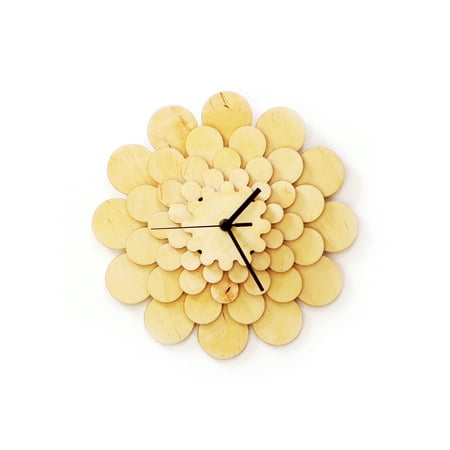 Dahlia - 11.5 in Natural Wood Home Decor, Analog Wall Clock with Rustic Style, Modern Farmhouse and Cottage Core Decor