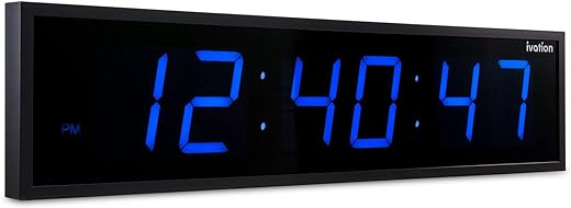 DBTech Huge Large Big Oversized Digital LED Clock, Blue - 36"