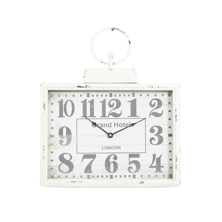 DecMode 16 x 15 White Metal Pocket Watch Style Wall Clock