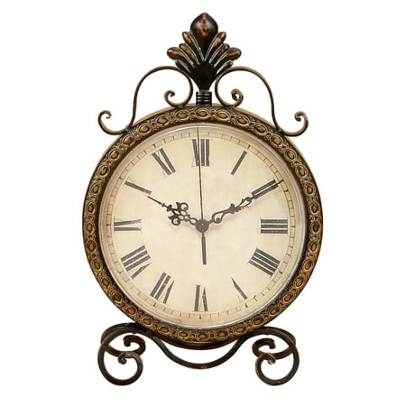 DecMode 17 Brown Metal Scroll Clock