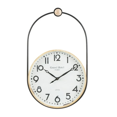 DecMode 17 Brown Wooden Suspended Hanging Wall Clock with Brown Wood Accents