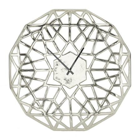 DecMode 24 Silver Aluminum Geometric Wall Clock with Cut Out Design