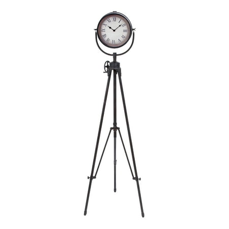 DecMode 57 Black Metal Tall Tripod Clock