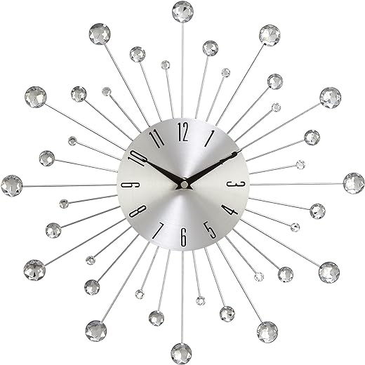 Deco 79 Glam Metal Abstract Wall Clock, 15" x 2" x 15", Silver