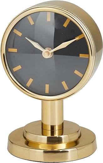 Deco 79 Stainless Steel Small Clock, 4 x 4 x 7, Gold