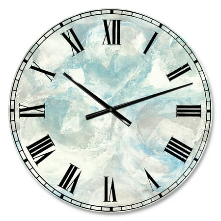 Designart 23 x 23 Blue Analog Round Coastal Wall Clocks, CLM30373-C23