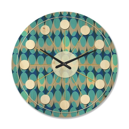 Designart 'Abstract Retro Design XV' Mid-Century Modern Wood Wall Clock