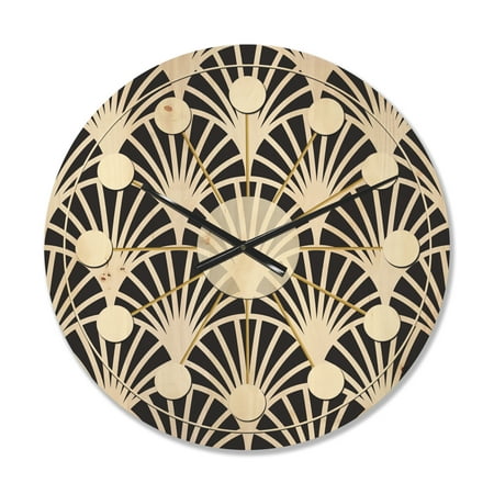 Designart 'Deco Waves Retro Art I' Mid-Century Modern Wood Wall Clock