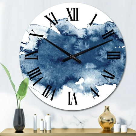 DESIGN ART Designart 'Abstract Classic Blue II' Modern wall clock 36 In. Wide x 36 In. High