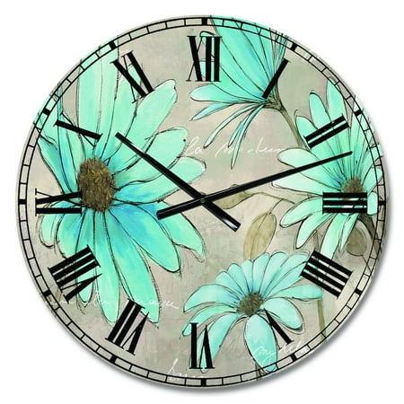 Designart Oversized Blue Analog Round Modern Traditional Wall Clocks, CLM31186-C23