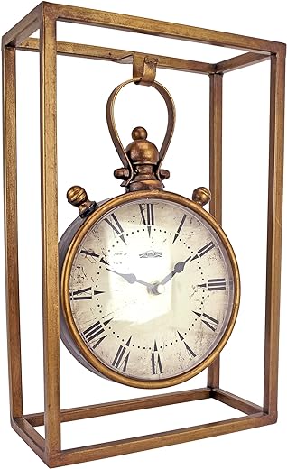 Design Toscano Industrial Age Mantel Clock, 13 Inch, Metalware, Brass