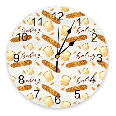 Dessert Pattern Bread Clocks Wall Home Decor Modern Kitchen Room Bedroom Living Room Decor Wall Clock