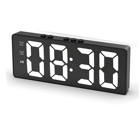 Digital Alarm Clock (Powered By Battery) or USB Powered Table Clock Snooze Night Mode 12/24H Electronic LED Clocks Black