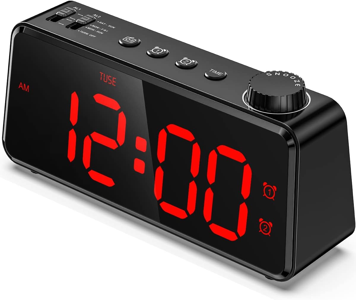 Digital Clock Radios for Bedroom - Adjustable Brightness, FM Radio with Sleep Timer, USB Charging Port, Dual Alarm, Weekday Weekend, Battery Backup, Snooze, Simple to Set, for Teens Elders