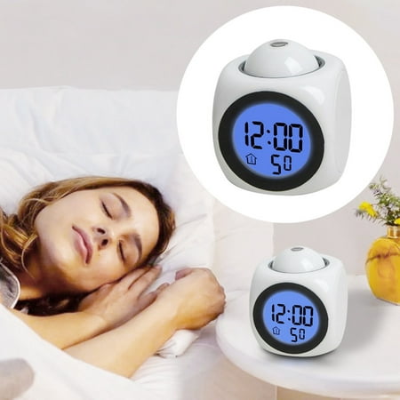 Digital LCD Voice Talking Multifunction LED Projection Alarm Clock Temperature