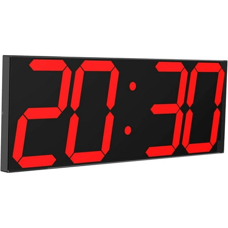 Digital LED Wall Clock, Oversize Wall Clock with 6” Numbers, Remote Control Count up/Countdown Timer Clock, Auto Dimmer, Big Calendar and Thermometer(Red)