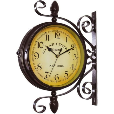 Double Sided Station Clock Garden Station Outdoor Wall Clock Antique Style Clock