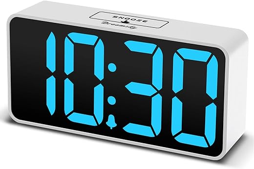 DreamSky Small Digital Alarm Clock for Bedroom, Large Big Numbers Display with Brightness Dimmer, Electric Bedside Desk Clock with USB Charging Port, Adjustable Alarm Volume, 12/24Hr, Snooze