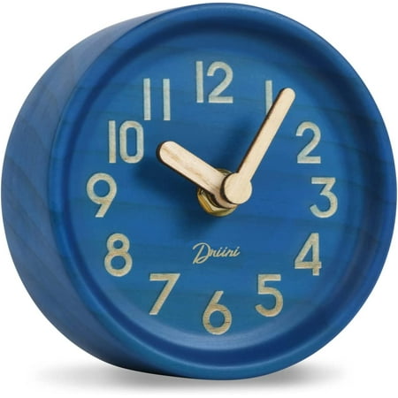 Driini Wooden Analog Desk Clock – Easy to Read; Silent Sweep Table Decor