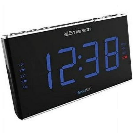 Emerson SmartSet White Noise/Natural Sounds Dual Alarm Clock Radio, 1.8 Blue LED Jumbo Display, ER100105