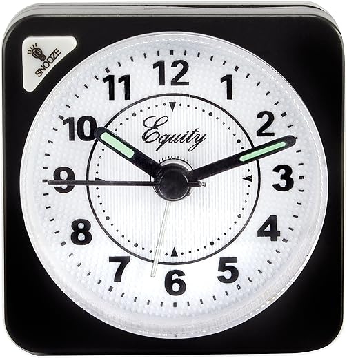 Equity by La Crosse Black Quartz Travel Alarm Clock, 1 Count (Pack of 1)