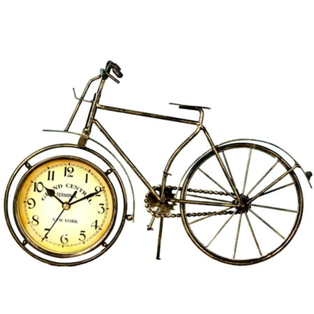 Farfi Retro Vintage Silent Iron Bike Bicycle Clock Home Office Living Room Table Decor (Bronze)