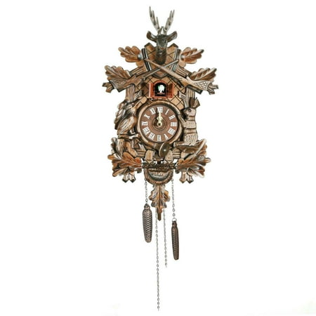 FETCOI Cuckoo Wall Clock Vintage German Black Forest Wooden Weight Driven Hunter Clock