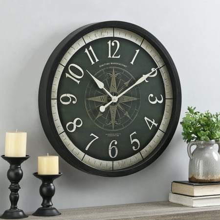 FirsTime & Co. Bronze Compass Rose Wall Clock, Traditional, Analog, 24 x 2 x 24 in