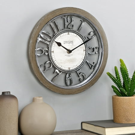 FirsTime & Co. Brown Antique Contour Wall Clock, Farmhouse, Analog, 10 x 2 x 10 in