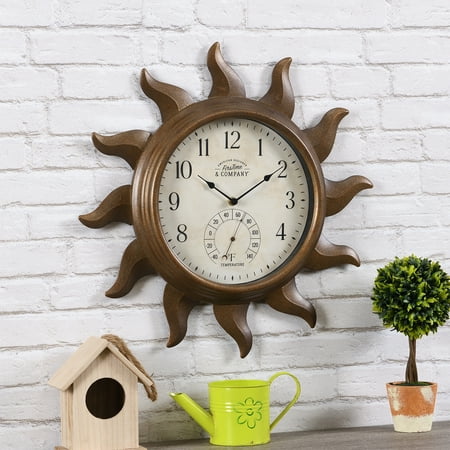 FirsTime & Co. Copper Sundeck Outdoor Wall Clock, Rustic, Analog, 19 x 1.75 x 19 in