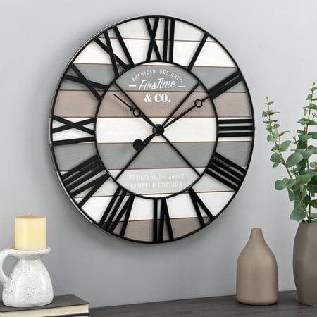 FirsTime & Co. White Maritime Planks Wall Clock, Farmhouse, Analog, 24 x 2 x 24 in