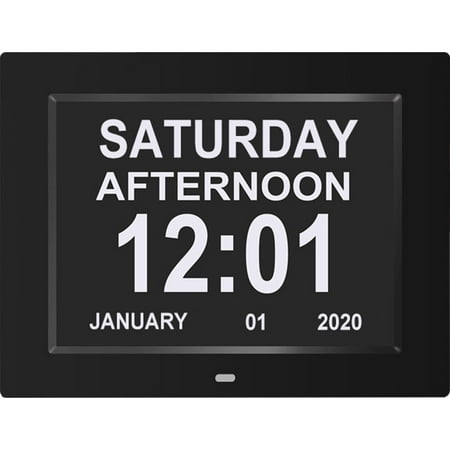 FUYGRCJ Big Digital Clock Calendar Clock with 5 Alarms Options,Clock with Day and Date for Elderly,Digital Calendar Dementia Day Clock with Large Display for Seniors Elderly Impaired Vision,Black