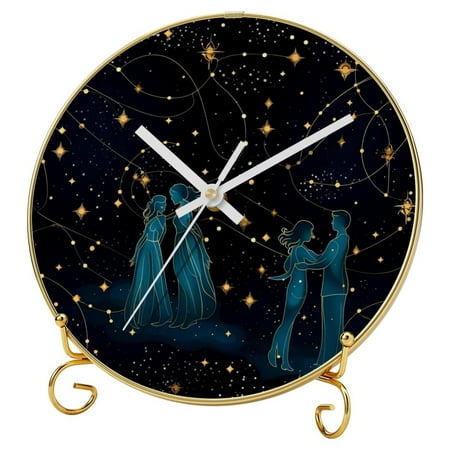 Gemini Round Wall Clocks with Hooks and Gold Stand, Silent Non-Ticking Clocks, Including Usage Scenarios