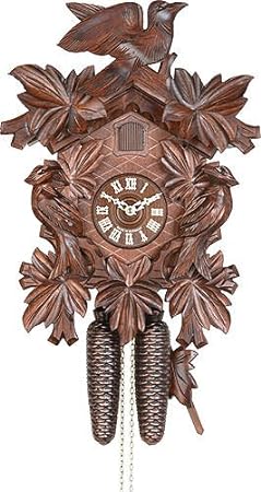 German Cuckoo Clock 8-Day-Movement Carved-Style 13.00 inch - Authentic Black Forest Cuckoo Clock by Hekas