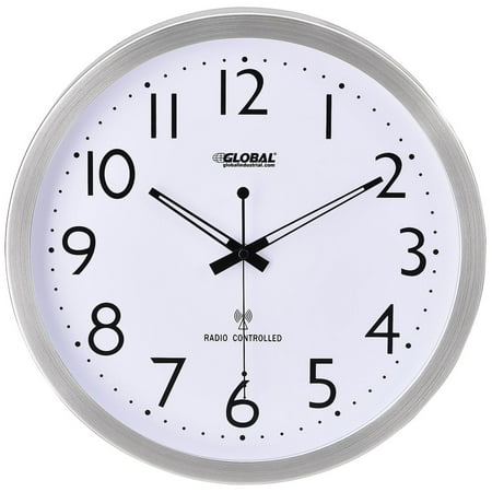 Global Industrial 14 Atomic Wall Clock, Stainless Steel