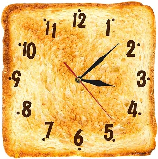 Gourmet Home Decor Realistic Toasted Bread Wall Clock Bakery Sign Bread Dining Room Wall Art Silent Non Ticking Quartz Kitchen Watch