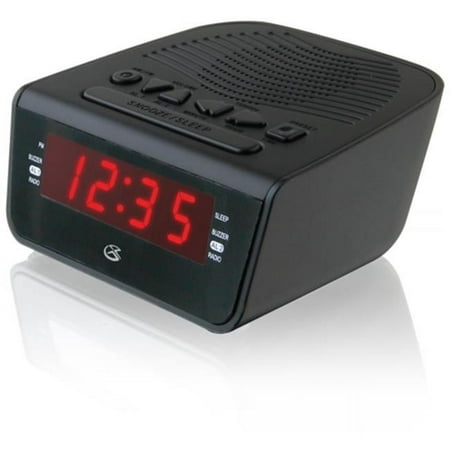 GPX C224B Digital LED Dual Alarm Clock Radio, Black