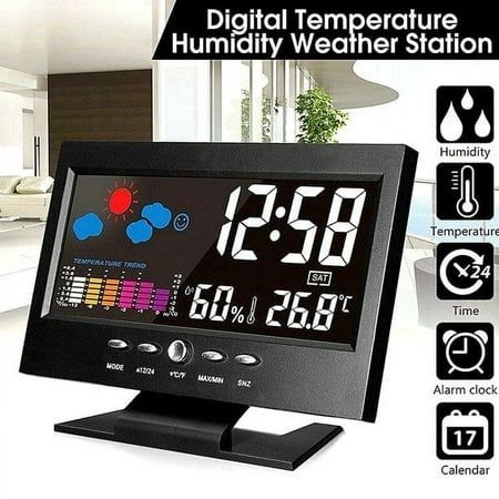 Gyedtr Digital Alarm Clock Battery Operated with Temperature Humidity Monitor Weather Desk Clock Easy Reading for Bedroom,Office,Bathroom Clearance