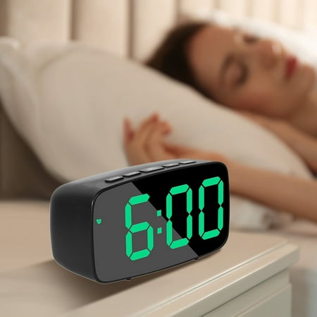 Harlier Digital Electronic Alarm Clocks for Bedrooms - Large LED Display, 3-Level Dimmer, 5V DC Plug-in or Battery Operated, 12/24H Display, Loud Alarms for Kids Elderly, Heavy Sleepers